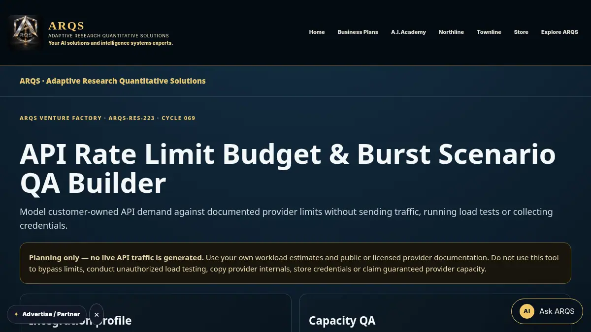 API Rate Limit Budget & Burst Scenario QA Builder on /api-rate-limit-budget-burst-scenario-qa/