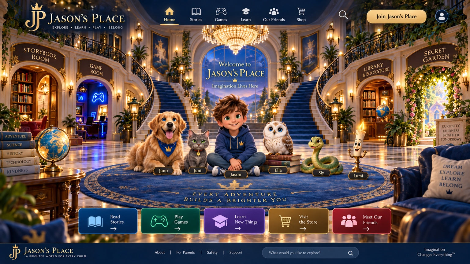 The Jason's Place mansion with Jace, Juno, Juni, Jake, Ella and Lumi
