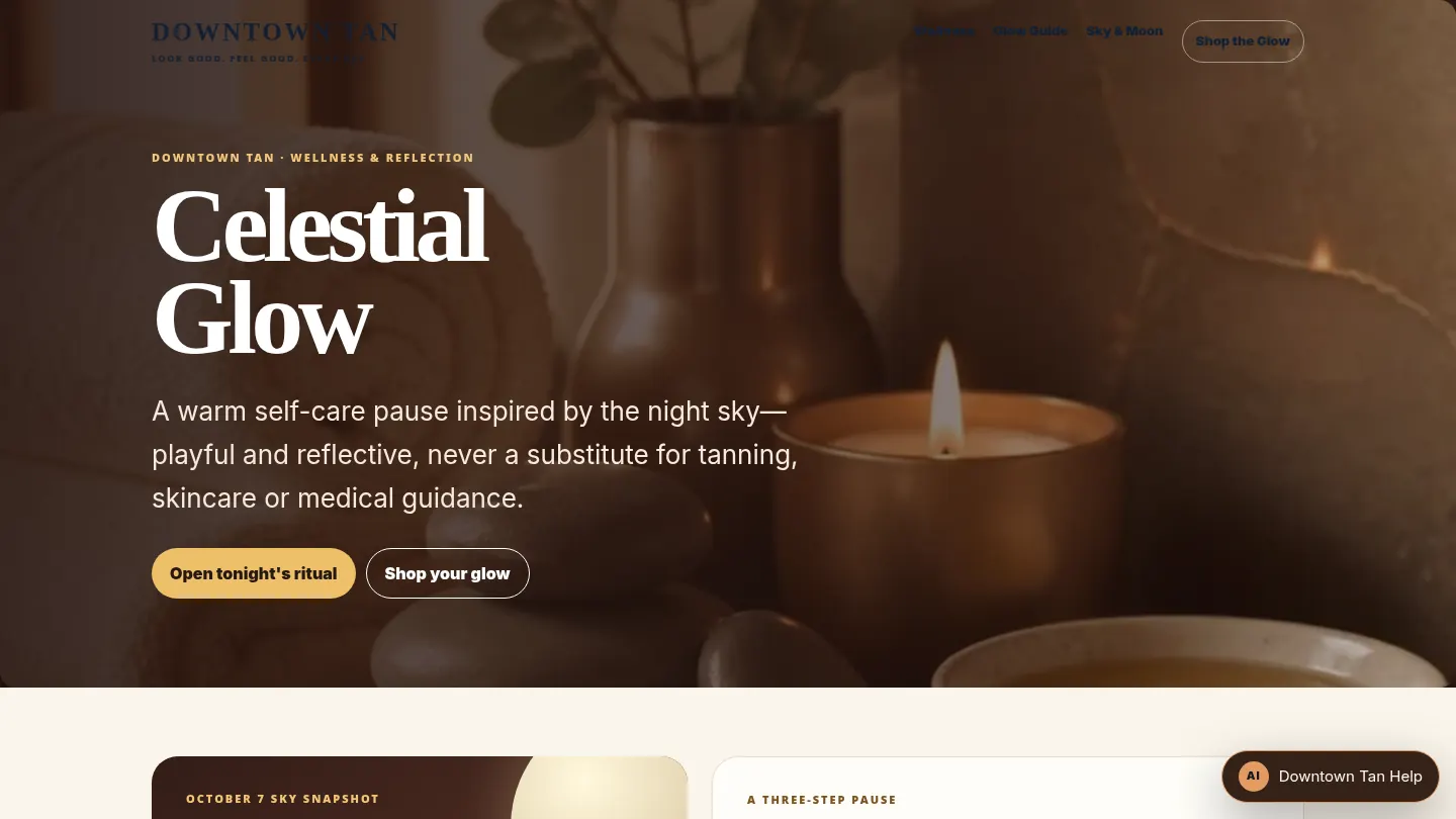 Screenshot of the live page at arqs.ca/downtown-tan/celestial-glow