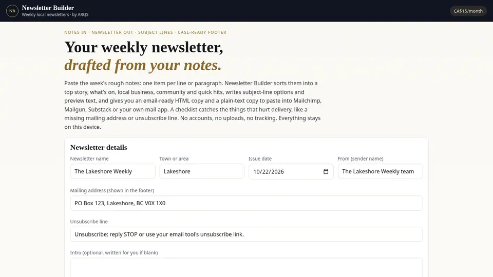 Newsletter Builder — 1 Month Access
