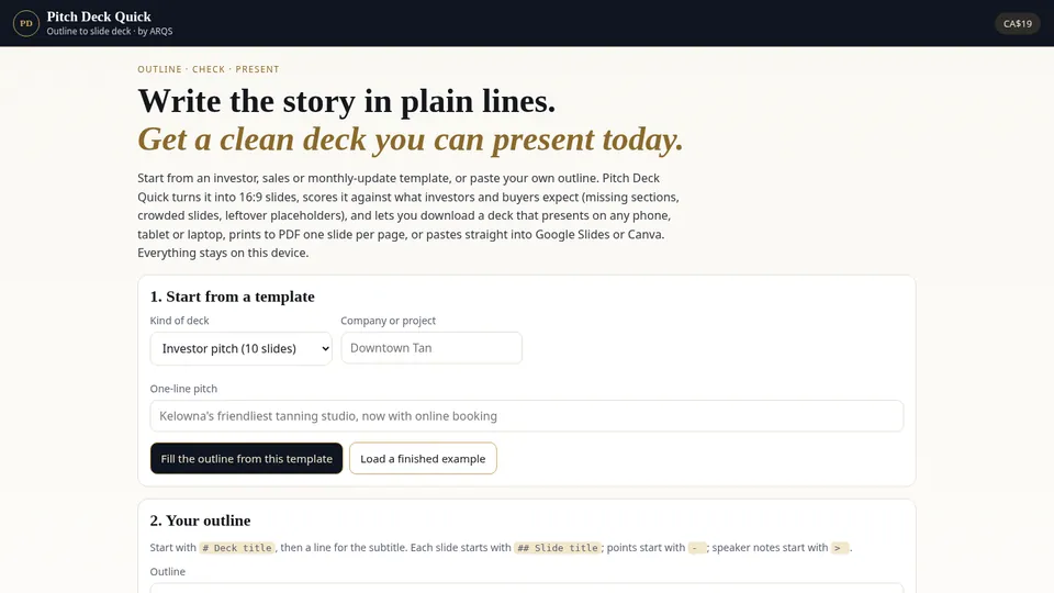 Pitch Deck Quick — Lifetime access