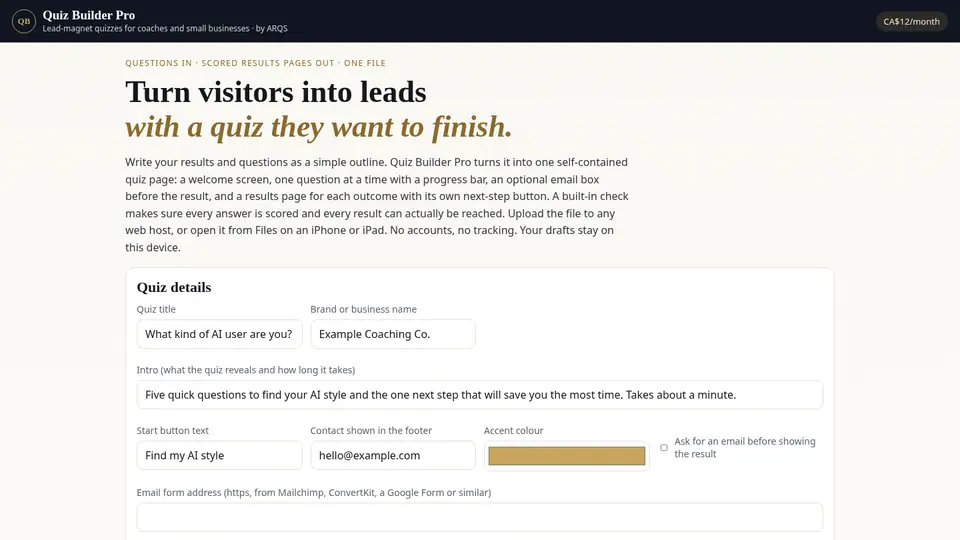 Quiz Builder Pro — 1 month access