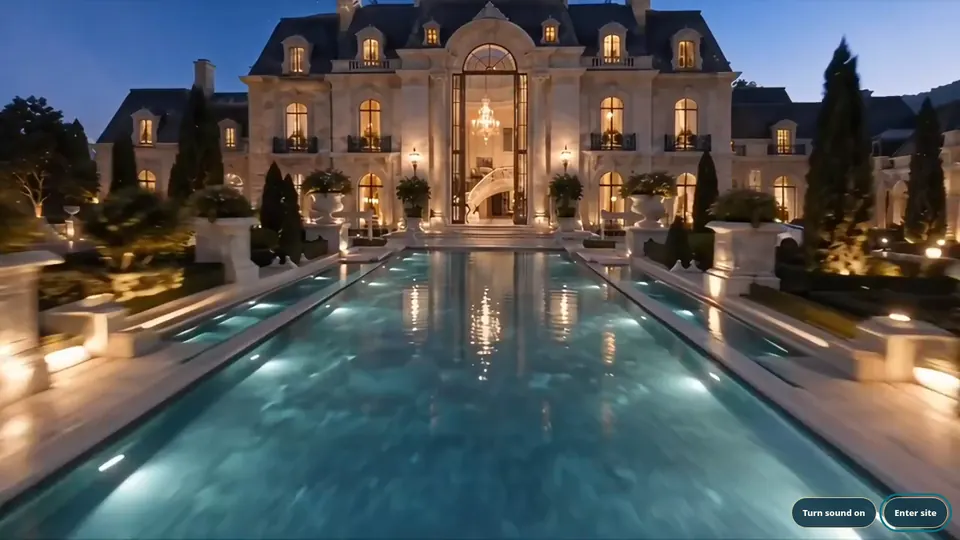 The Jason's Place mansion foyer with Jason and his animal friends under a grand chandelier