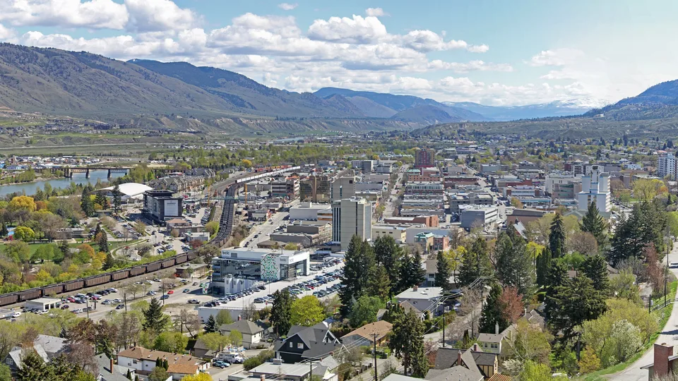 Downtown Kamloops and the Thompson valley.