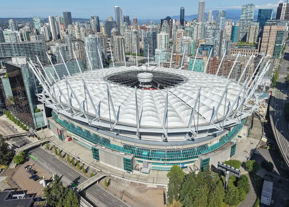 An aerial view of BC Place, home of the Whitecaps, in Vancouver.