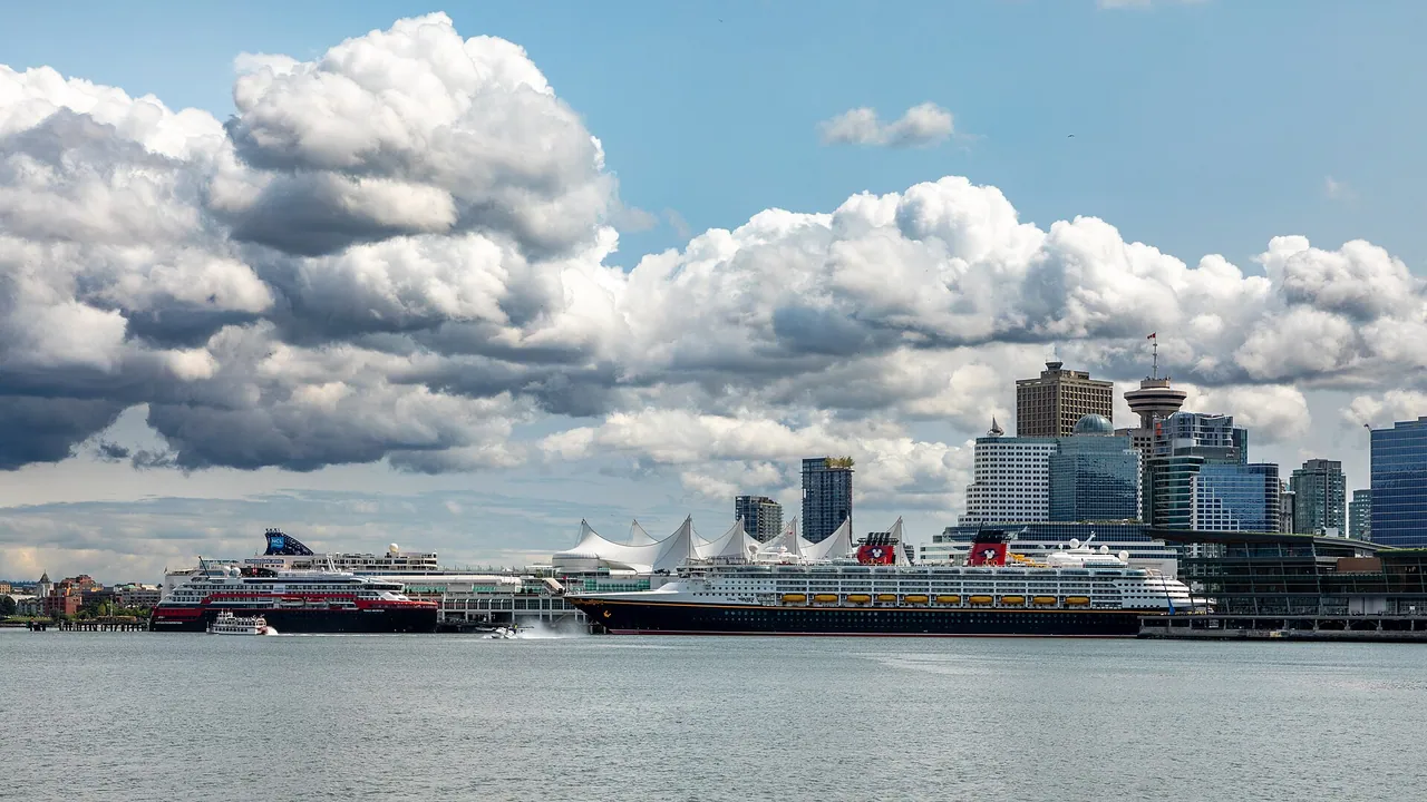 Cruise ships at Canada Place on the Vancouver waterfront.